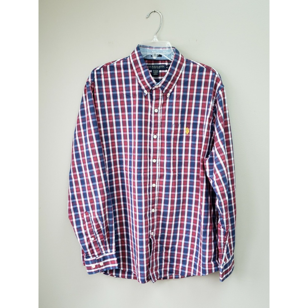 U.S. Polo Assn. Button Down Shirt Size XL Red White Blue